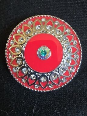 STYLE DOTS 30mm Red Decorative with Crystal Accents Snap - Womens Jewlery